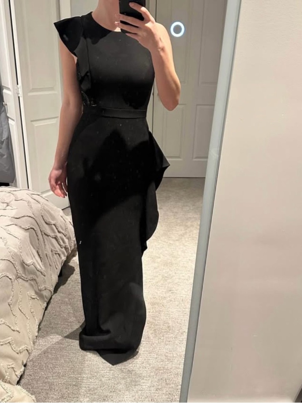 BCBGMaxAzria Black Ruffle-Accent Dress